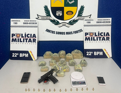 Polícia Militar prende casal com pistola e porções de maconha em Peixoto de Azevedo